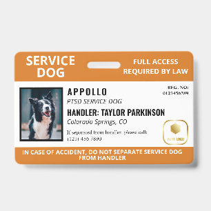 Orange-Weiß-Servicehund-Logo & Foto-ID Ausweis