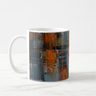 Orange, Weiß und aquamarine abstrakte Malerei Kaffeetasse