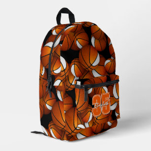 Orange weiße Basketballmuster mit Jerseynummer Bedruckter Rucksack