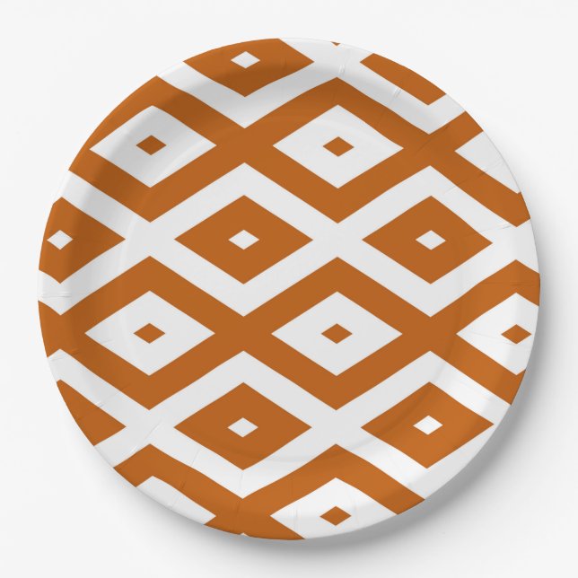 Orange-weiße Diamantform Pappteller (Vorderseite)
