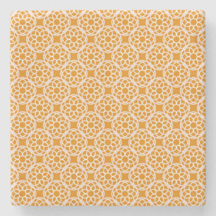 Orange Weiße Geometrische Nahtlose Muster Steinuntersetzer