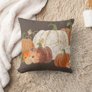 Orange Weiße Gold Kürbis Herbst Thanksgiving  Kissen