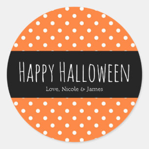Orange-weiße Halloween-Geschenke mit Punkten Runder Aufkleber