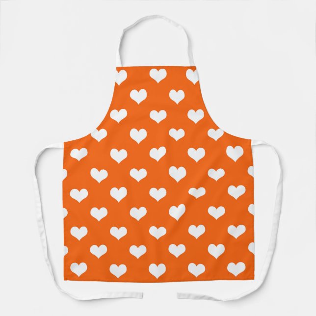 Orange Weiße Hübsche Herzen Design  Schürze (Vorderseite)