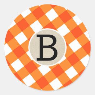 Orange Weiße Karierte Halloween-Partygeschenke Runder Aufkleber