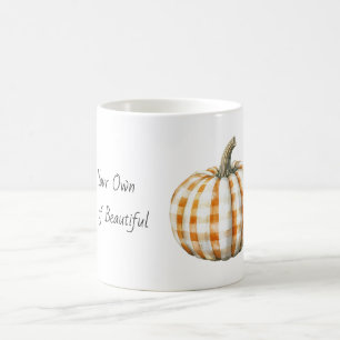Orange Weiße Karierte Streifen Kürbis Kaffeetasse