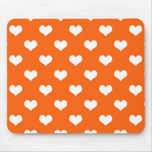 Orange Weiße Liebenswerte Herzen Design Mousepad