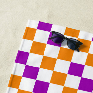 Orange Weiße Lila Karomuster Design  Strandtuch