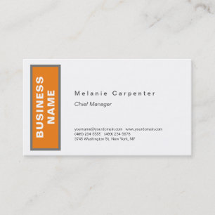 Orange Weiße Minimalistische Moderne Einfach Visitenkarte