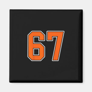 Orange Weiße Nummer 67 Trikot Spieler Uniform #67 Magnet