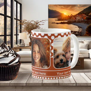 Orange Weiße Punkte Familien-Foto-Tasse Kaffeetasse
