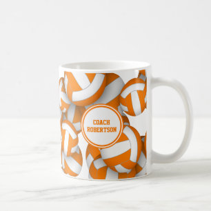 orange weiße Schulfarben Volleyball-Trainer-Gesche Kaffeetasse