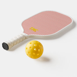 orange-weiße Streifen-Monogramm-Initialen gelb Pickleball Schläger