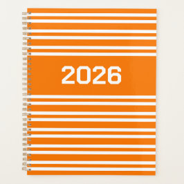 Orange Weiße Streifen Personalisieren Muster Planer