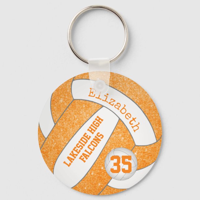 orange weiße Volleyballtasche mit dem Namen des Sp Schlüsselanhänger (Vorderseite)