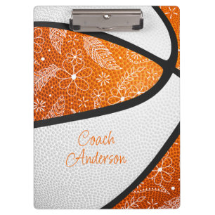 orange-weißer Boho-Doodle-Muster-Basketball Klemmbrett
