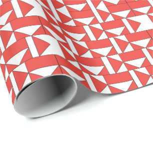 Orange Weißes Dreieck Quadrat Geometrisch Geschenkpapier