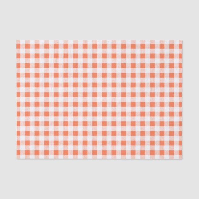 Orange weißes Gingham-Muster Seidenpapier (Vorderseite)