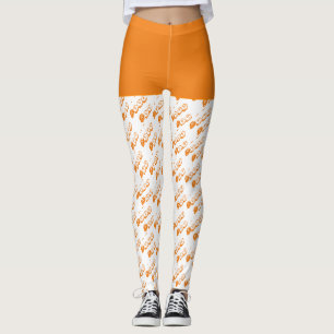 Orange White Boo Typografy Pattern Halloween Leggings