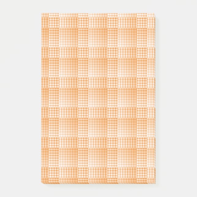 Orange White Checker Abstract Pattern Post-it Klebezettel (Vorderseite)