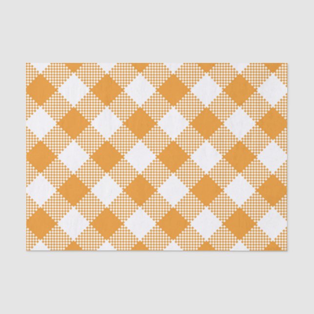 ORANGE & WHITE CHECKERED KARIERT PATTER SEIDENPAPIER (Vorderseite)