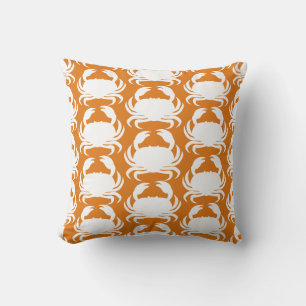 Orange White Crab Muster Nautic Boat Pool Kissen