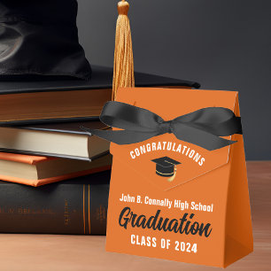 Orange White Custom School Graduation Party Geschenkschachtel