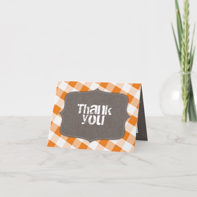 Orange & White En vichy Canvas Merci Cartes (Devant)
