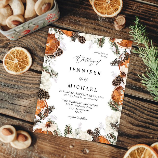 Orange & White Floral Rustic Wedding Budget Flyer (Von Creator hochgeladen)
