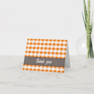 Orange & White Gingham Leinwand Dankeschön Karte