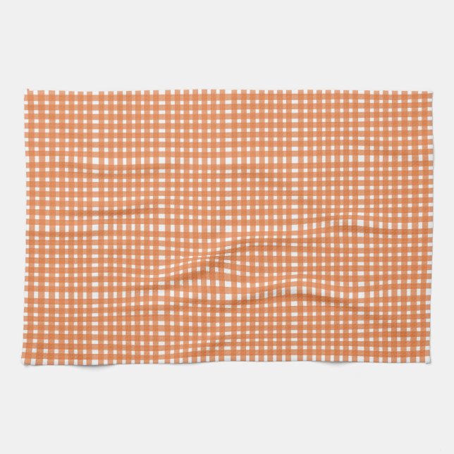 Orange White Gingham Pattern Geschirrtuch (Horizontal)