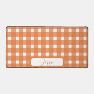 Orange White Gingham Pattern Schreibtischunterlage