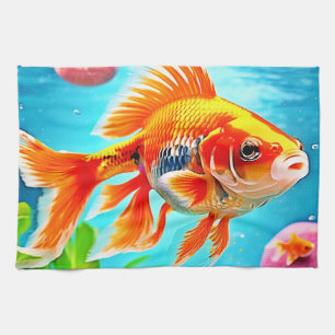 Orange White Goldfish Geschirrtuch