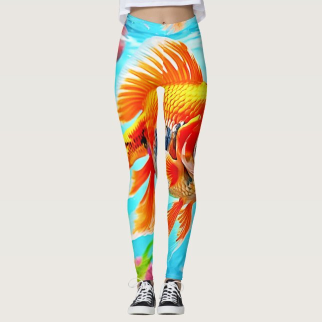 Orange White Goldfish Leggings (Vorderseite)