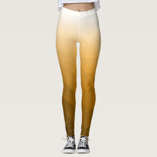 Orange White Gradient Geometric Mesh Pattern Leggings