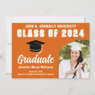 Orange White Graduate Bold 2023 Graduation Party Ankündigung