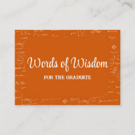 Orange White Graduate Words of Wisdom Advice Begleitkarte