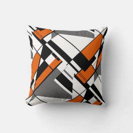 Orange White Gray Abstrakt Black Angular Art Motif Kissen
