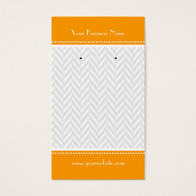 Orange White Gray Herringbone Earring Cards (Vorderseite)