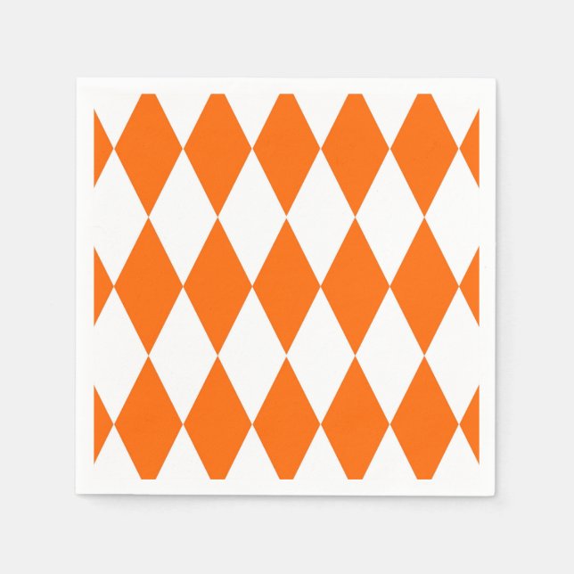 Orange White Harlequin Diamonds Schachbretts Desig Serviette (Vorderseite)