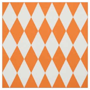 Orange White Harlequin Diamonds Schachbretts Desig Stoff