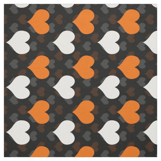 Orange White Hearts Black Stoff (Muster)