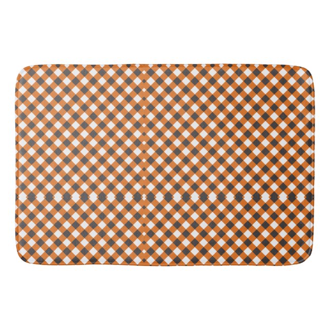 Orange White Kariert Gingham Badematte (Vorderseite)