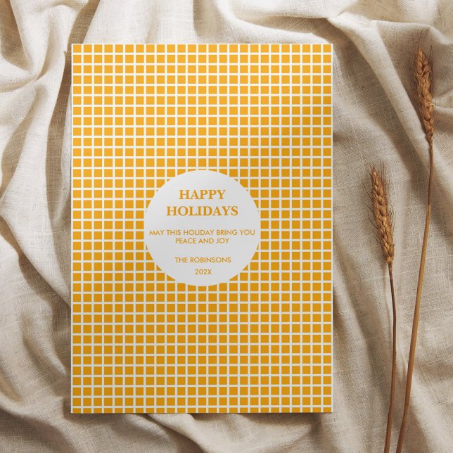 Orange & White Kariert Gingham Happy Holiday (Von Creator hochgeladen)