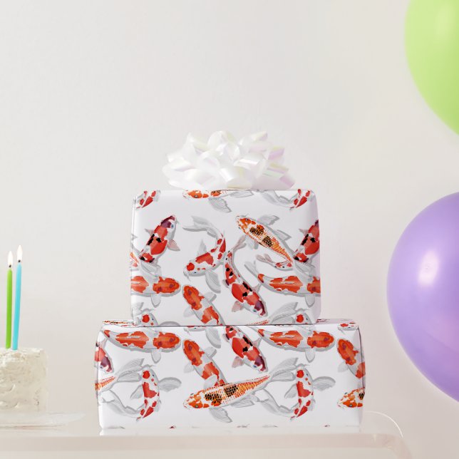 Orange white Koi Fish Art Geschenkpapier (Partygeschenke)