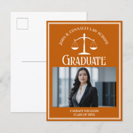 Orange White Law School Foto Abschluss Ankündigungspostkarte