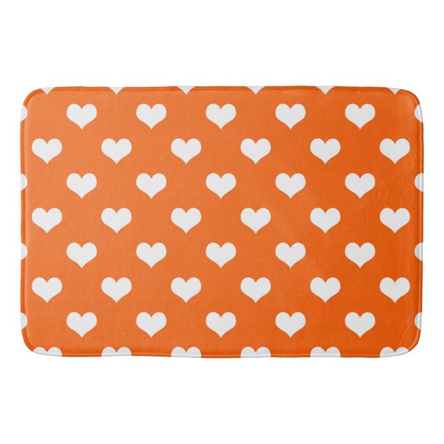 Orange White Liebe Herzdesign Badematte (Vorderseite)
