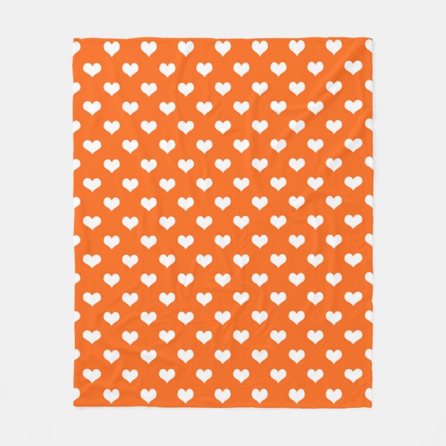 Orange White Liebe Herzdesign Fleecedecke (Vorderseite)
