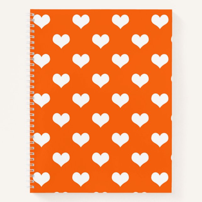 Orange White Liebe Herzdesign Notizbuch (Vorderseite)