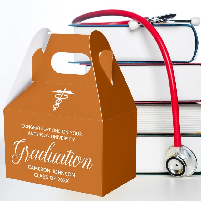 Orange White Medical School Graduation Party Geschenkschachtel (Von Creator hochgeladen)